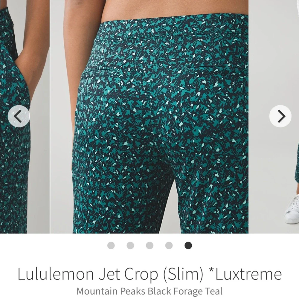 Lululemon Jet Crop (Slim) *Luxtreme Mountain Peaks Black Forage Teal - Picture 4 of 14